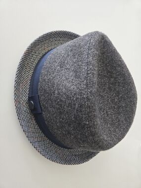 Ben Sherman Small/Medium Gray Wool Trilby Fedora Hat with Navy Band